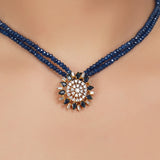 Gold Plated Neel Blue Zircon Necklace Set