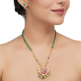 Gold Plated Neel Kundan Peacock Necklace Set