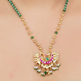 Gold Plated Neel Kundan Peacock Necklace Set