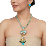 Gold Plated Neel Kundan Turquoise Fluorite Heritage Necklace Set