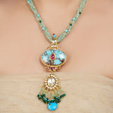 Gold Plated Neel Kundan Turquoise Fluorite Heritage Necklace Set