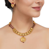 Godl Plated Neel Temple Necklace Set