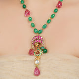 Gold Plated Neel Kundan Peacock Tourmaline Set