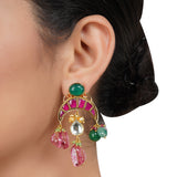 Gold Plated Neel Kundan Peacock Tourmaline Set