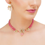 Grishma Gold Plated Kundan Pink Choker Set