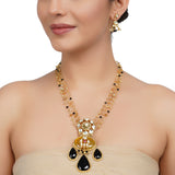Gold Plated  Neel Kundan Citrine Onyx Necklace Set