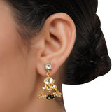 Gold Plated  Neel Kundan Citrine Onyx Necklace Set