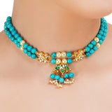 Grishma Gold Plated Kundan Turquoise Choker Set