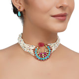 Gold Plated Neel Turquoise Kundan Choker Set