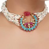 Gold Plated Neel Turquoise Kundan Choker Set
