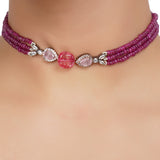 Silver Plated Neel Ruby Zircon Choker Set