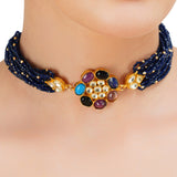 Grishma Gold Plated Kundan Navarattan Choker Set
