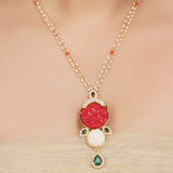 Gold Plated Neel Coral Zircon Heirloom Necklace Set