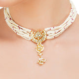 Grishma Gold Plated Kundan Chand Pearl  Choker Set