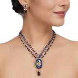 Gold Plated Neel Kundan Lapiz  Necklace Set