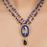 Gold Plated Neel Kundan Lapiz  Necklace Set