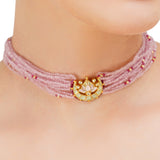 Grishma Gold Plated Kundan Lotus  Pink Choker Set