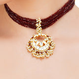 Grishma Gold Plated Kundan Garnet Choker Set