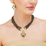 Grishma Gold Plated Kundan Grey Necklace Set