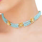 Grishma Gold Plated Kundan Blue Choker Set
