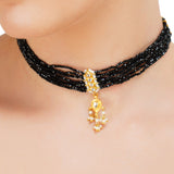 Grishma Gold Plated Kundan Black Choker Set