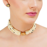 Grishma Gold Plated Kundan Pearl Choker Set