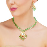 Grishma Gold Plated Kundan Fluorite Necklace Set