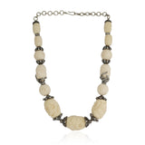 Silver Plated Baisakh Zircon Carved White Coral Necklace Set