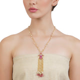 VILANDI PINK FISH KUNDAN NECKLACE