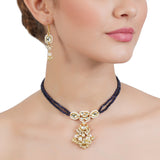 VILANDI SQUARE BLUE KUNDAN CHOKER SET