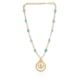 Gold Plated Baisakh Zircon Pink Pearl Necklace Set