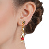 VILNDI CORAL KUNDAN CHAMPAKALI NECKLACE SET