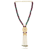 Gold Plated Baisakh Zircon Tassel Necklace Set