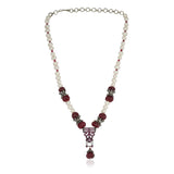 Silver Plated Baisakh Ruby Pearl Necklace Set