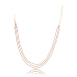 Dor Gold Plated Rose Quartz Tri Strand Necklace Set