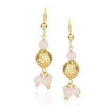 Dor Gold Plated Rose Quartz Tri Strand Necklace Set