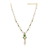 Samyukta Rose Quartz Green Onyx Zircon Necklace