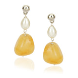 Dor Gold Plated Citrine Pearl StrDor Gold Plated Citrine Pearl Strand Setand Set