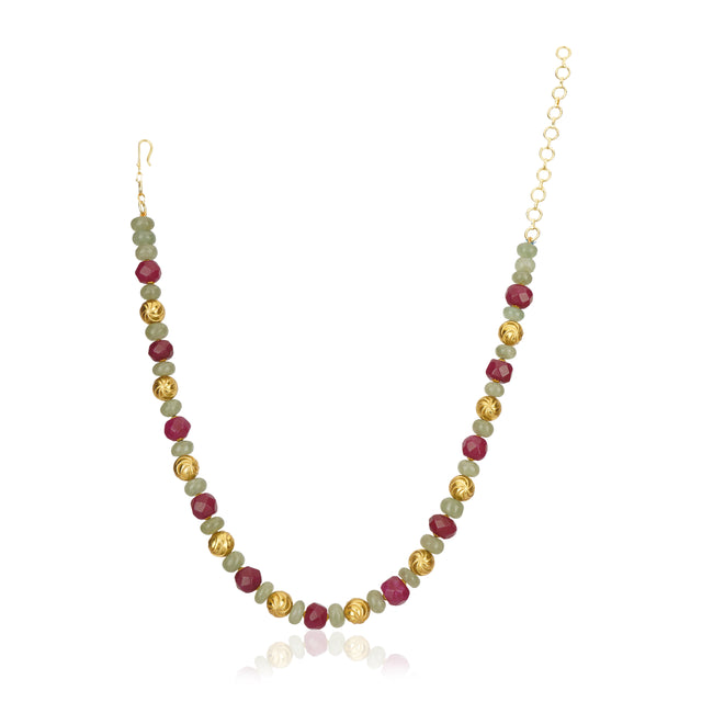 Dor Silver Plated Chrysophase & Ruby Jade  Strand Set