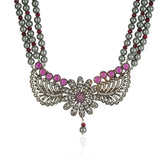 Silver Plated Baisakh Grey Ruby Necklace Set