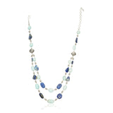 Dor Silver Plated Lapiz Chrysophase Double Strand Set