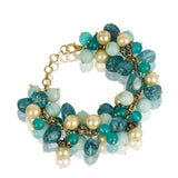 Gold Plated Aqua & Pearls Bracelet