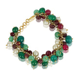 Gold Plated Ruby & Green Onyx Bracelet