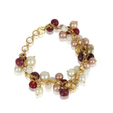 Gold Plated Ruby & Pearl Bracelet