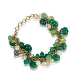 Gold Plated Green Onyx Bangle