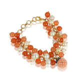 Gold Plated Carnelian Pearl Bracelet