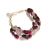 Gold Plated Rosequartz & Ruby Bracelet