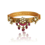Gold Plated Kundan Pearl Bangle