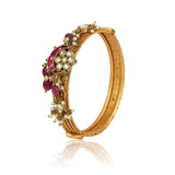 Gold Plated Kundan Pearl Bangle
