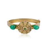 Gold Plated Green Onyx Bangle
